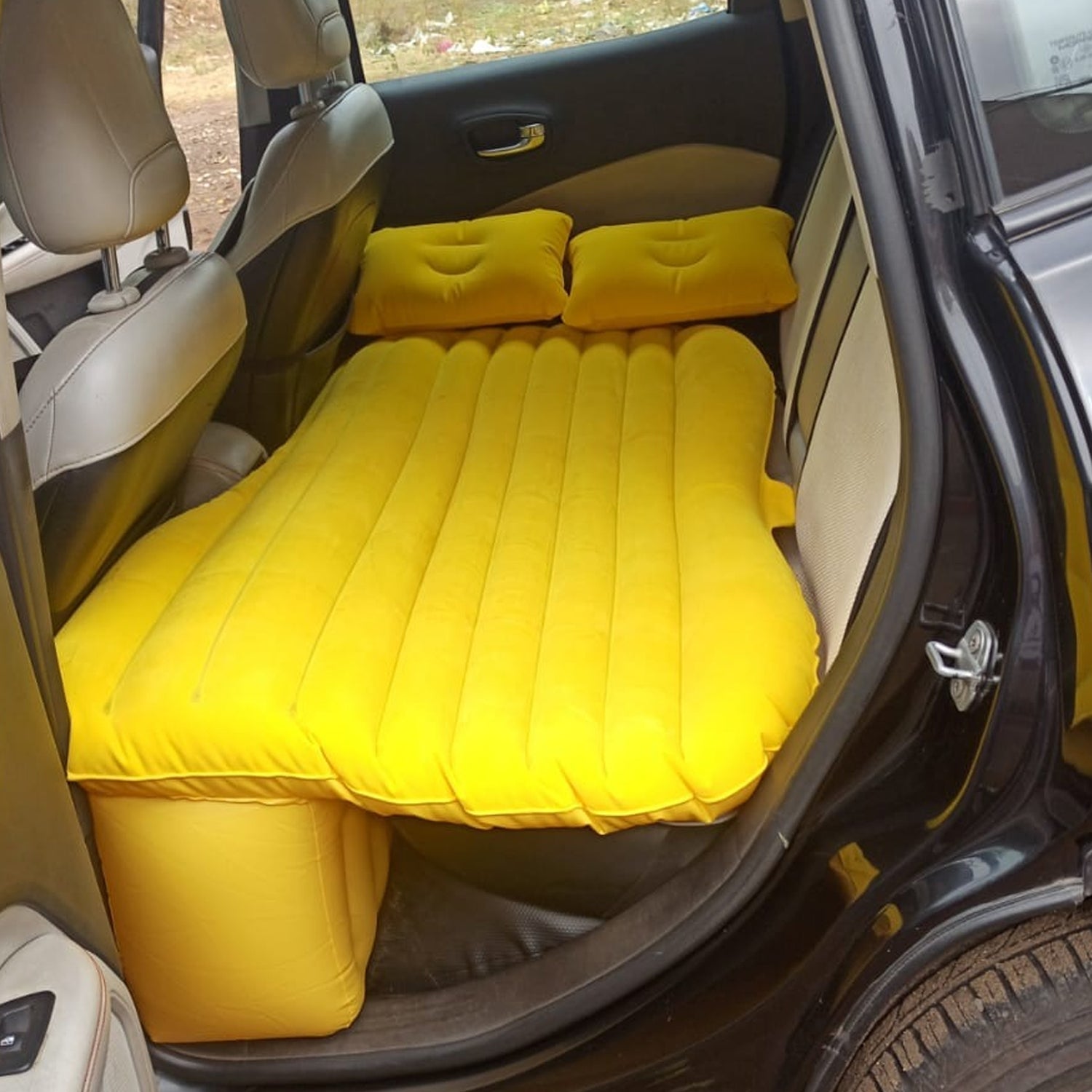 8043 Car Inflatable Bed with 2 Pillows & Air Pump (Portable) For Travel, Camping, Vacation | Polyester Inflatable Travel Car Bed Air Sofa with Two Inflatable Pillow and Air Pump for Car Back Seat, Air Pump Random Colour 8043 Car Inflatable Bed with 2 Pillows & Air Pump (Portable) For Travel, Camping, Vacation | Polyester Inflatable Travel Car Bed Air Sofa with Two Inflatable Pillow and Air Pump for Car Back Seat, Air Pump Random Colour